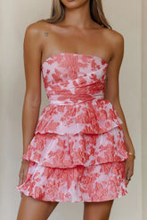 Effortless Edge Strapless Mini Dress Coral